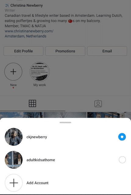 Manage multiple accounts on Instagram