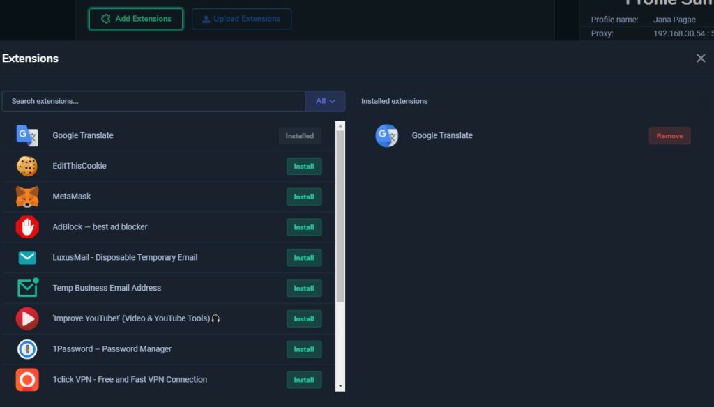 Extension in Multibrowser